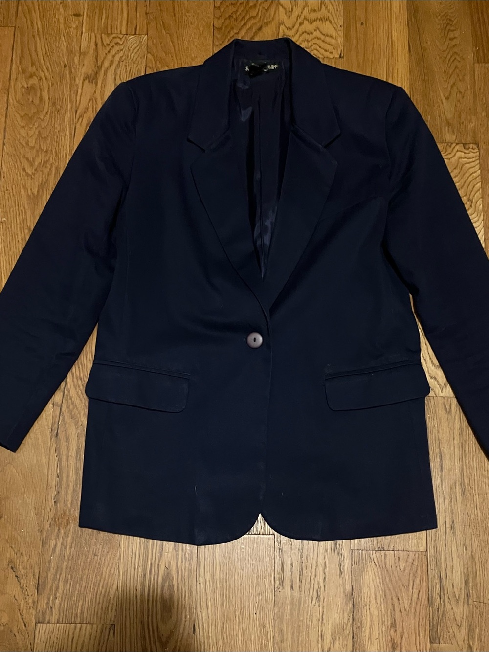 Savannah Women's Suit Jacket Size 12 Navy Blue Blazer Used One Button Pantsuit